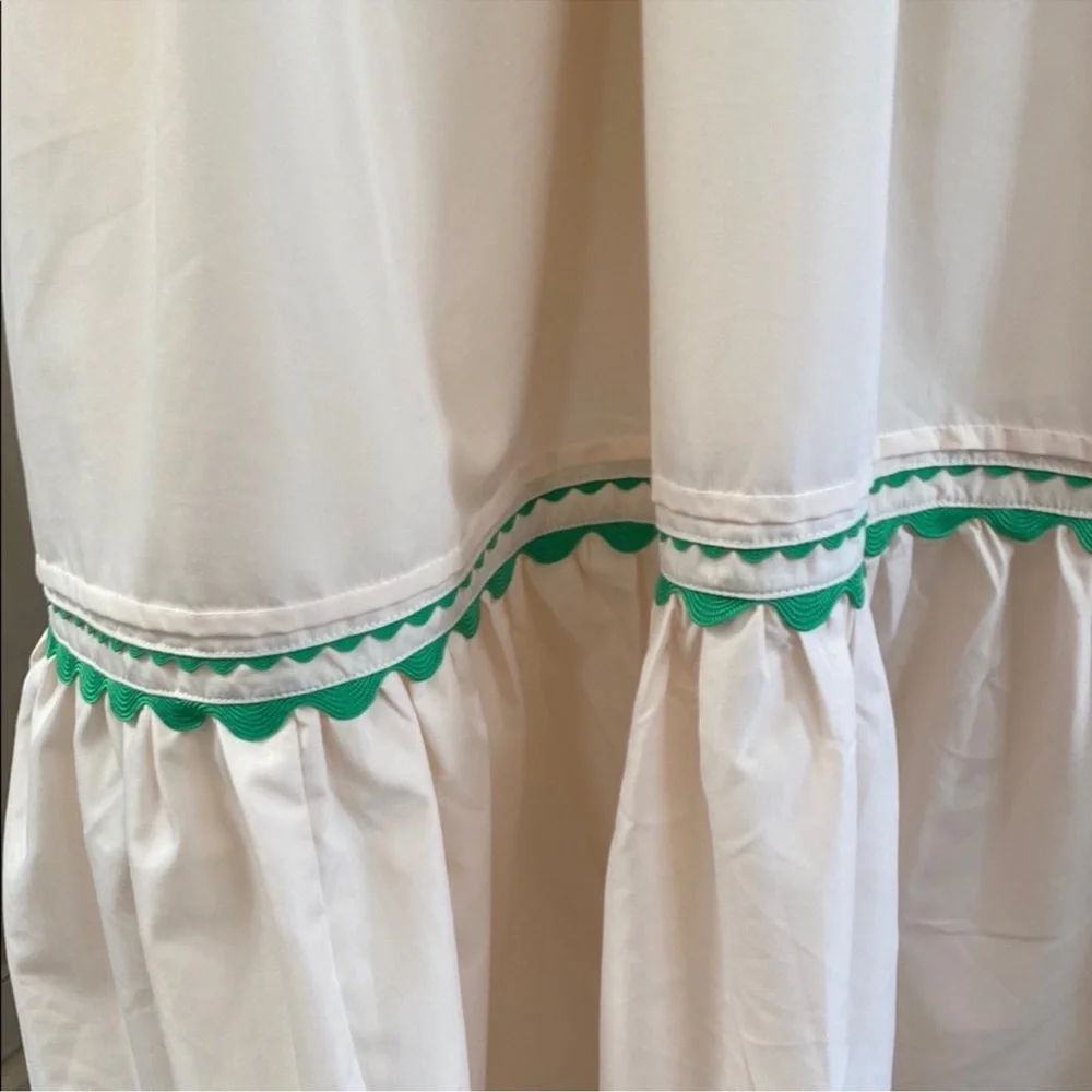 Entro Cream & Green Ric Rac Ruffle Maxi Dress NWT Size Medium - Picture 6 of 6